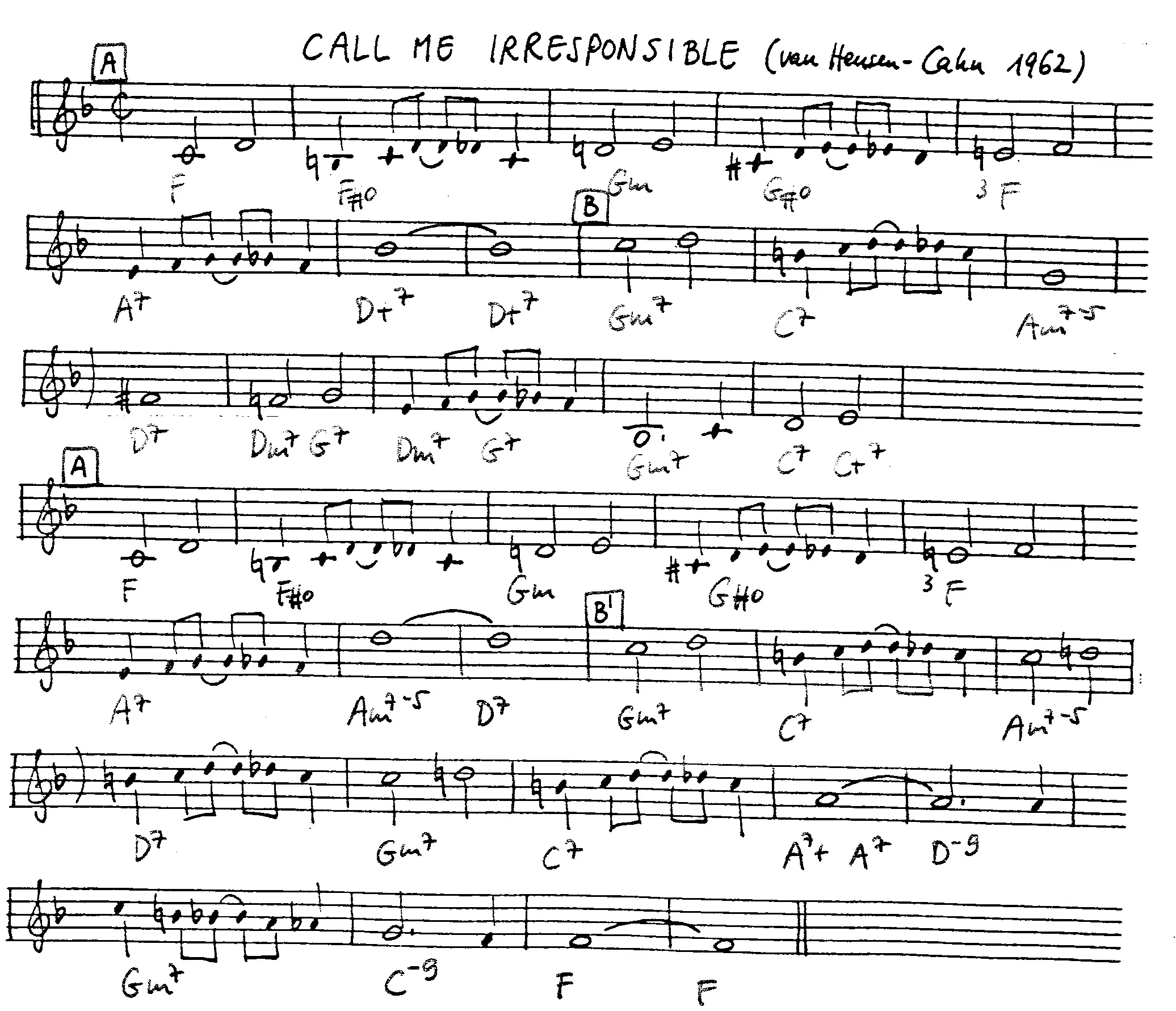 call me irresponsible free jazz leadsheet - Courtesy of the Jungle Jazz Band